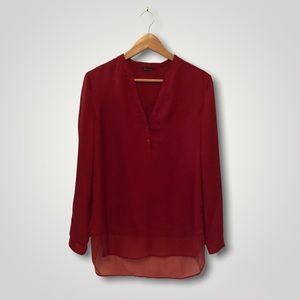 Massimo Dutti Red Silk Blouse Sz 6